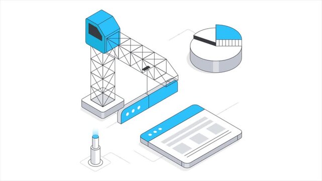 Online Web Building  Isometric Animation on white background 