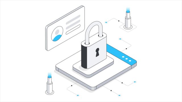 Website security  Isometric Animation on white background 