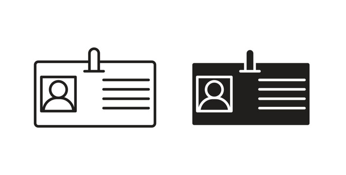 ID badge icon style design pack on white background. Thin line and clipart style