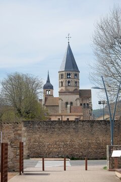 Cluny, France - April 11th 2022: A view of the Cluny Abbey tower