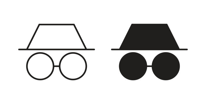 Incognito icon style design pack on white background. Thin line and clipart style