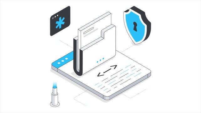 Online Web Folder  Isometric Animation on white background 