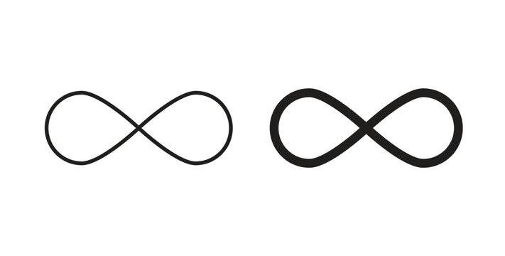 Infinity icon style design pack on white background. Thin line and clipart style