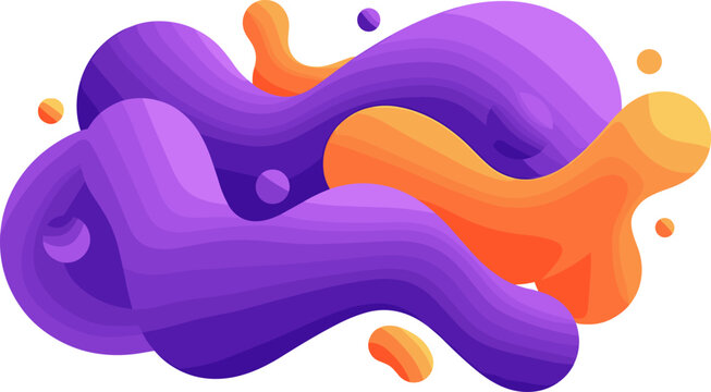 Abstract Fluid Gradient Shapes, Purple and Orange Liquid Blob Graphic Isolated on White, Flat Style