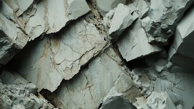 Rough natural rock surface forming a rugged cliff face, revealing intricate geological textures, deep cracks, and weathered formations shaped by erosion and natural forces