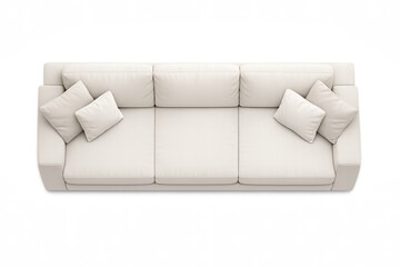 Fototapeta premium Modern minimalist white sofa with cushions on gray background