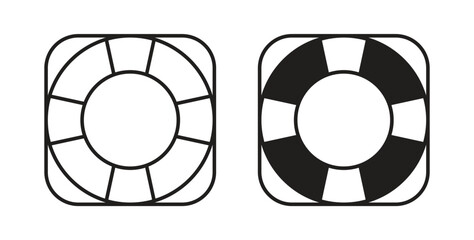 Life buoy icon style design pack on white background. Thin line and clipart style © Karlee