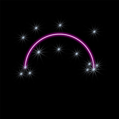 A cosmic arc adorned with sparkling stars against a dark background