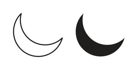 Moon icon style design pack on white background. Thin line and clipart style © Karlee