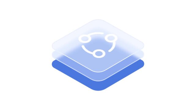 Blue and white gradient square icon with rounded corners and symbol