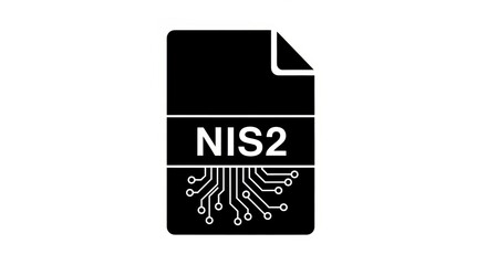 NIS2 Directive Cybersecurity Icon with Circuit Board Technology