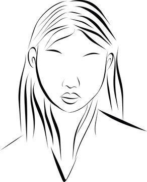 Abstract Female Face Line Art