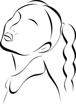 Abstract Female Face Line Art