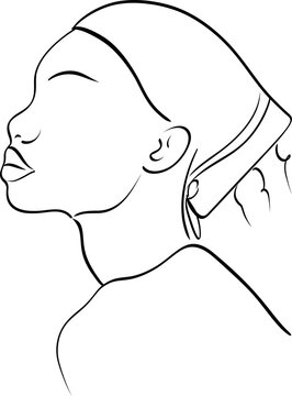 Minimal Afro Woman Line Art Portrait 