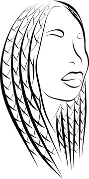 Abstract Braids Female Face Line Art 