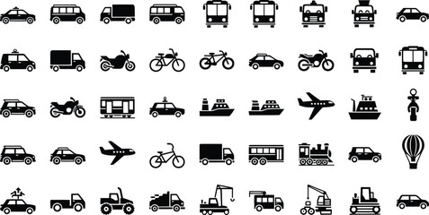 Transportation modes and vehicles icon set © mdkamran