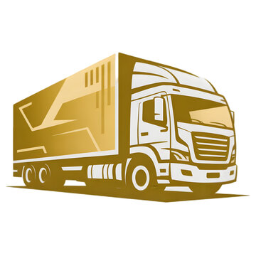 Large Semi Truck Front View isolated on transparent background.
