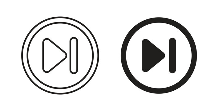 Play pause icon style design pack on white background. Thin line and clipart style