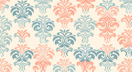 Fototapeta premium Refined Teal and Cream Baroque Motif with Classic European Elegance