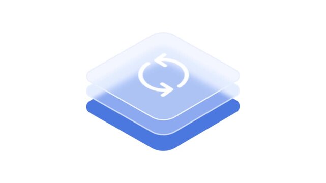 Blue and white gradient square icons with refresh symbol  modern interface design elements