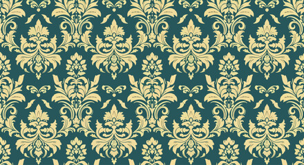 Fototapeta premium Seamless Vintage Wallpaper Design with Rich Baroque Ornamentation