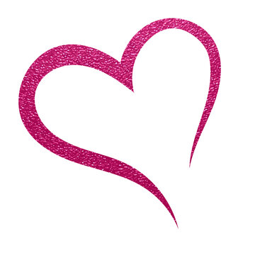 Pink Glitter Heart Shape Icon with Sparkle Texture for  Romantic Design Projects