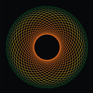 A mercerising pattern of concentric circles with vibrant colours and intricate details