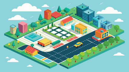 Architectural Site Plan and Landscape Master Plan CAD Drawing, Urban Development Layout with Contours, Roads, Parking and Boundary