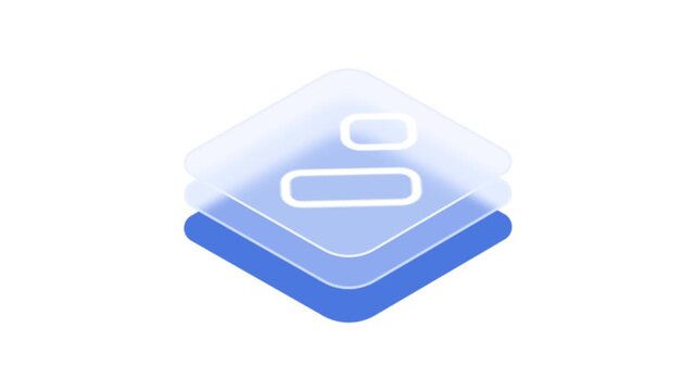 Gradient blue and white envelope icon with rounded corners and layered squares