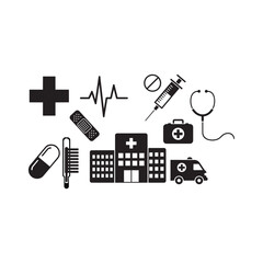 Fototapeta premium Medical and healthcare icons scattered on white background