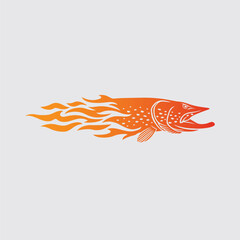 pike fish fire logo