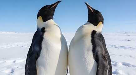 Obraz premium A diverse wildlife gallery featuring the elegant Sulphur-crested Cockatoo, inquisitive Blue-and-Yellow and Scarlet Macaws, and the majestic, stoic Emperor penguins in their respective natural habitats