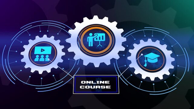 Online course and professional skill development, digital education platform for students, internet learning modules, career growth via e-learning.
