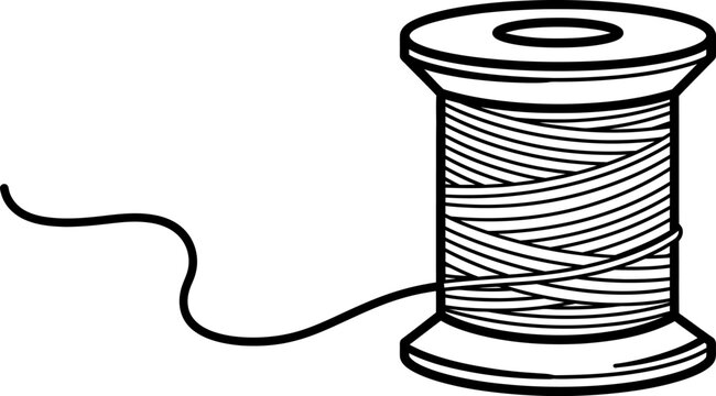 A spool of thread with loose end unwinding