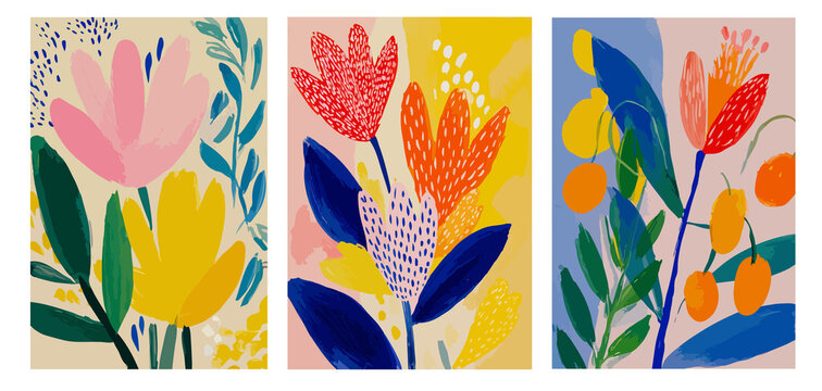 Modern poster, cover or flyer in hand drawn beautiful blossom flowers, perfect for festival banners, media covers, art exhibitions, and minimalist modern posters