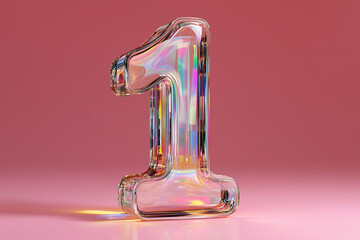 Glass Number One On Pink Background
