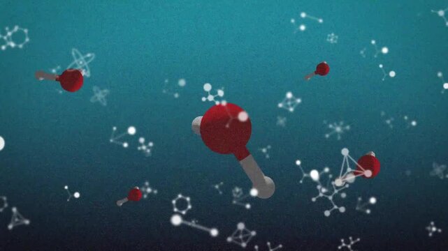 Soft camera pull starting focus, red sphere rotating, growing as small models moving, showing bonds