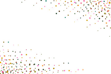 Colorful Confetti Dots Scatter on White Background Festive Design