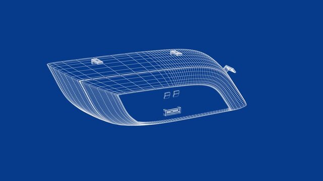 3D wire-frame model of modern car headlight