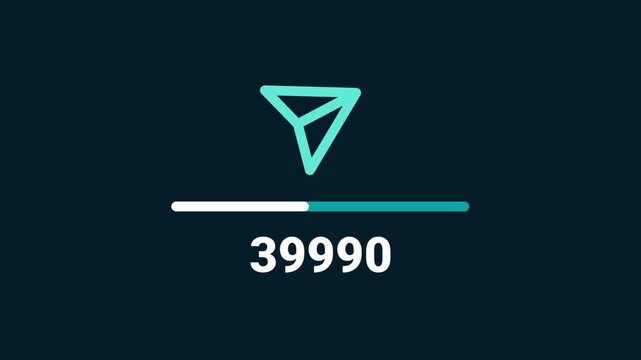 Share Counting Social Media Animation with Flying Paper Plane 4K