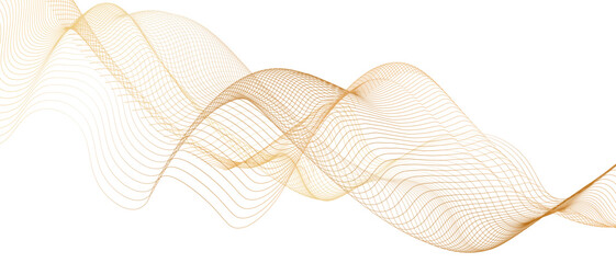 Abstract vector wavy lines with smooth flowing curves on golden gradient background. Luxury elegant backdrop with light graceful veil effect for business cards, presentations, branding and premium 