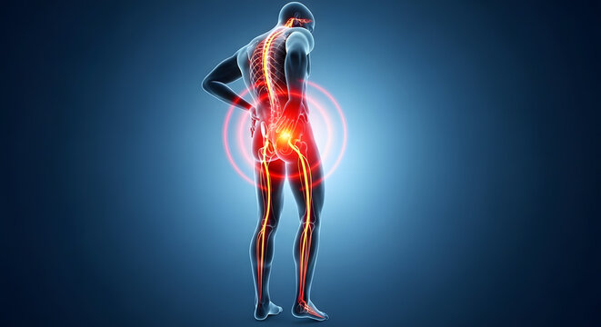 Human Anatomy Sciatic Nerve Back Pain Medical Illustration