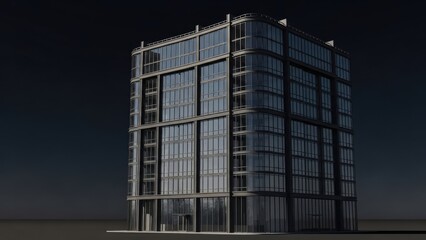 Obraz premium A sleek modern skyscraper stands alone in the dark night