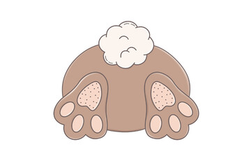 Easter clipart cute cartoon bunny paws with fur isolated on transparent background for design