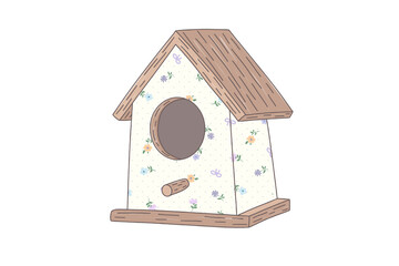 Easter clipart a charming birdhouse on white isolated on transparent background