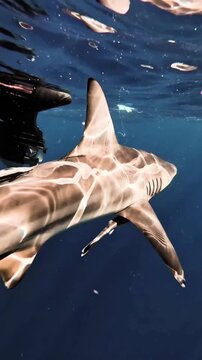Sharks swimming close by, Protea Banks, South Africa 
