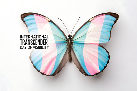 International Transgender Day Of Visibility Butterfly With Transgender Flag Wings Symbol

