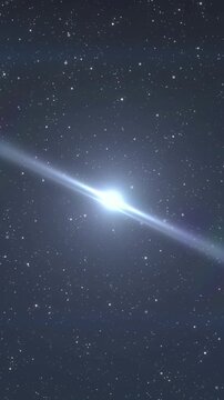 Vertical video: Point appearing top moving diagonal, forming beam, settling, showing flare