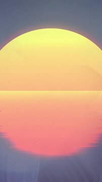 Vertical video: Male singer gripping mic and singing, making sun overlay form silhouette for music