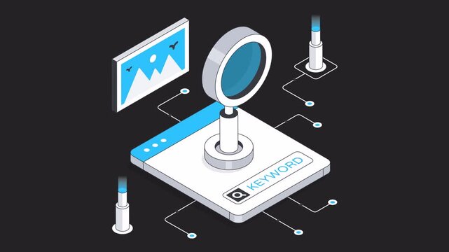 Online Keyword Search  2D Animation on Transparent Background